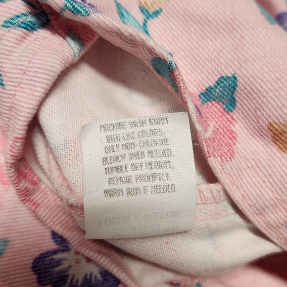 Vintage OshKosh B'gosh Pink Floral Denim Overalls w/ Bow Toddler Girl Size 6x - Picture 11 of 11